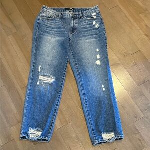 Casual Blue Distressed Boyfriend Jeans